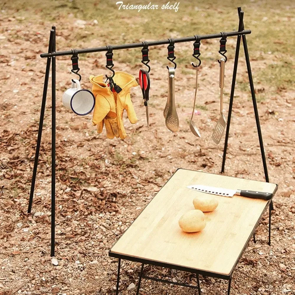 1/5pcs Black Rack Tool Detachable Finishing Hook Pot Pan Hanger Outdoor Camping S-Shaped Hanging Hooks Storage Buckle