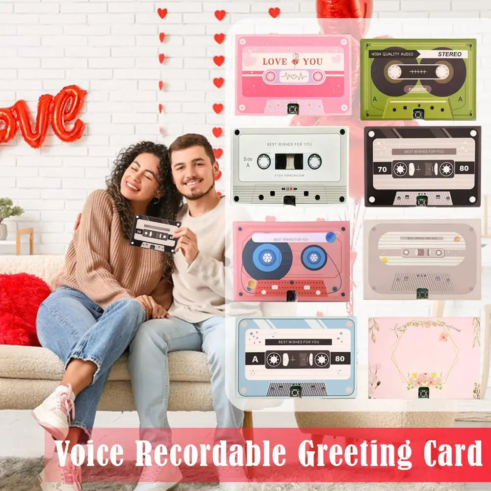 Voice Recordable Greeting Card 60 Seconds Recording Time Message Recorder Cassette Recording Voice Tape Greeting Card