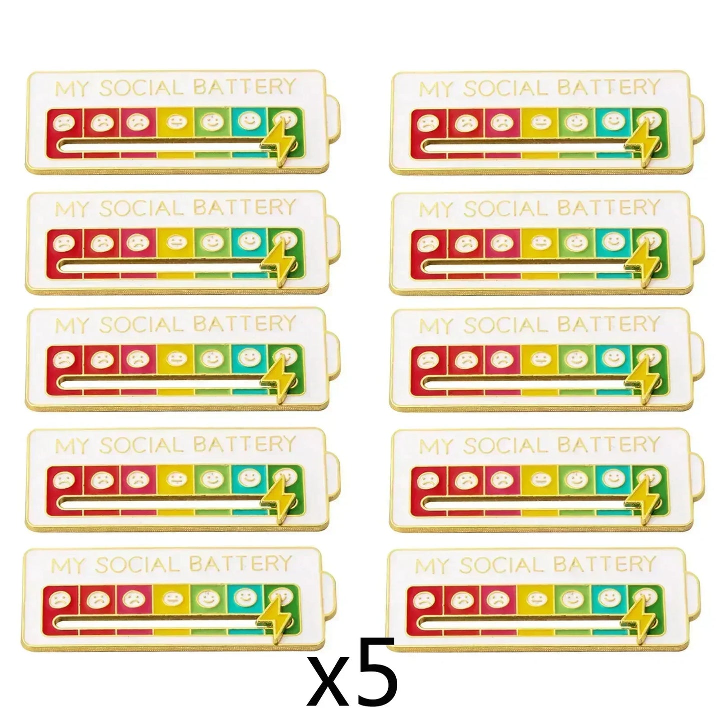 My Social Power Battery Brooch Social Power Enamel Badge Transform Mood Energy Brooche Alloy Badge Gift Brooches for Women Pin