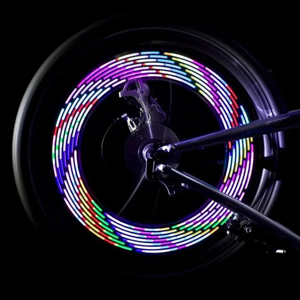 Bicycle Spoke Light 14led 2 Mode Multi Pattern Wind And Fire Wheel Double-Sided Induction True Color 30 Pattern Steel Wire Light