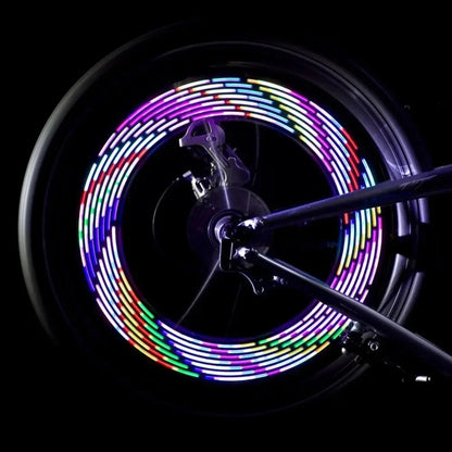 Bicycle Spoke Light 14led 2 Mode Multi Pattern Wind And Fire Wheel Double-Sided Induction True Color 30 Pattern Steel Wire Light