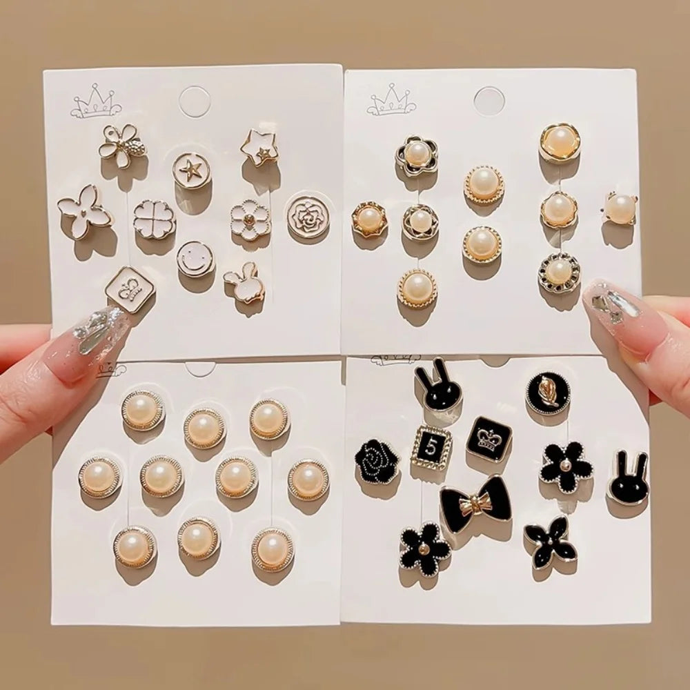 Multi-Pack Mixed Style Anti-exposure Brooch Set, Exquisite Versatile Style, Suitable for Clothing Fixing / Neckline Security / D