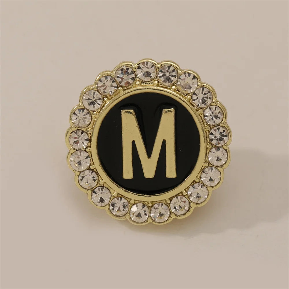 26 English Initials A-Z Brooches Classic Full Around Crystal Golden Alphabet Pins For Women Men Girls Clothes Bag Jewelry Gift