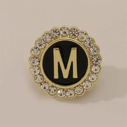 26 English Initials A-Z Brooches Classic Full Around Crystal Golden Alphabet Pins For Women Men Girls Clothes Bag Jewelry Gift