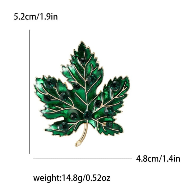 Exquisite Crystal Enamel Maple Leaf Brooch Pin for Women Plant Corsage Badge Wedding Jewelry Gifts