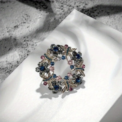 SKEDS High-end Women  Exquisite Crystal Flower Badges Pin Fashion Creative Luxury Rhinestone Shining Brooch Corsages