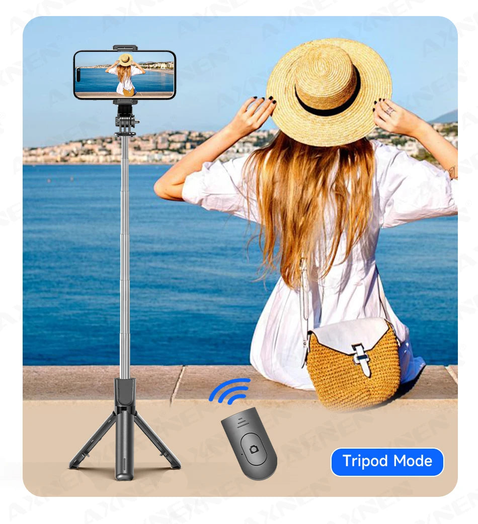 Bluetooth Selfie Stick Tripod Desktop Stand, Phone Holder, Wireless Remote Shutter, for iPhone Android, Option with Fill Light
