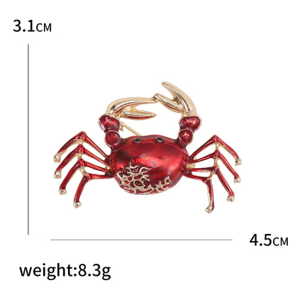 Enamel Rhinestone Crab Brooches For Women Unisex Animal Pins Multi-color Available Casual Party Accessories Gifts