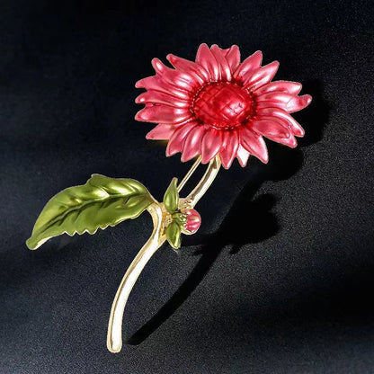 New Enamel Tulip Chrysanthemum Rose Sunflower Flower Brooch for Women Elegant Fashion Classic Flower Weddings Party Brooch Pins