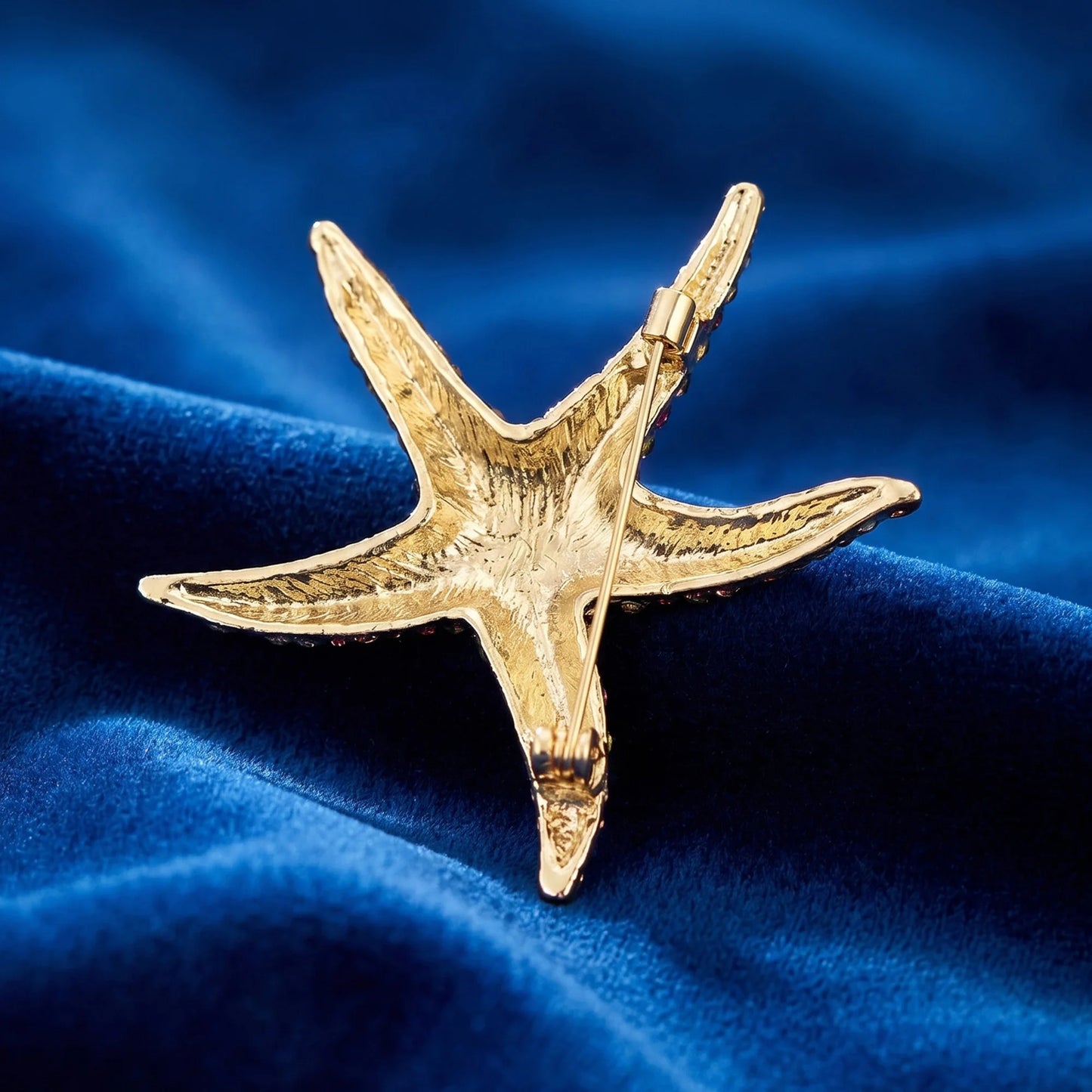 Beaut&Berry Luxury Rhinestone Starfish Brooches for Women Unisex Marine Life Pins Casual Party Jewelry Accessories Gifts