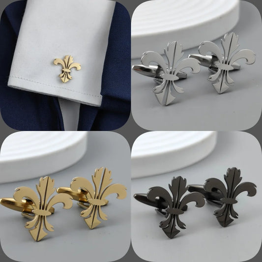Retro Baroque men's cufflink shirt with fashionable lilies, stainless steel high-quality birthday gift, formal wear