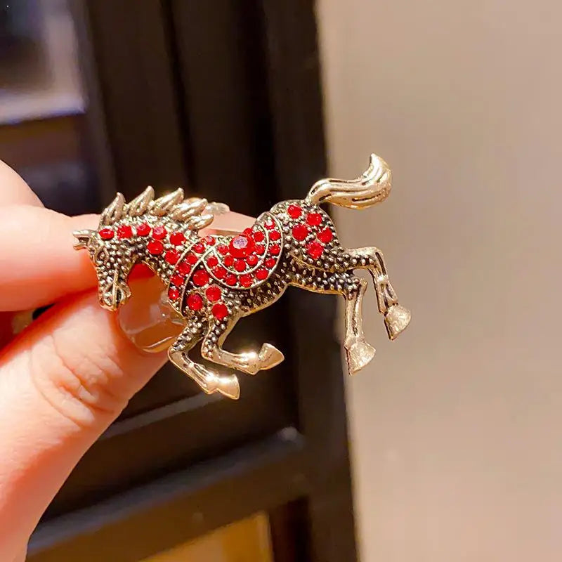 High-End Horse Year Brooch Cute Fun Steed Collar Pin Chinese Style Light Luxury Creative Accessory