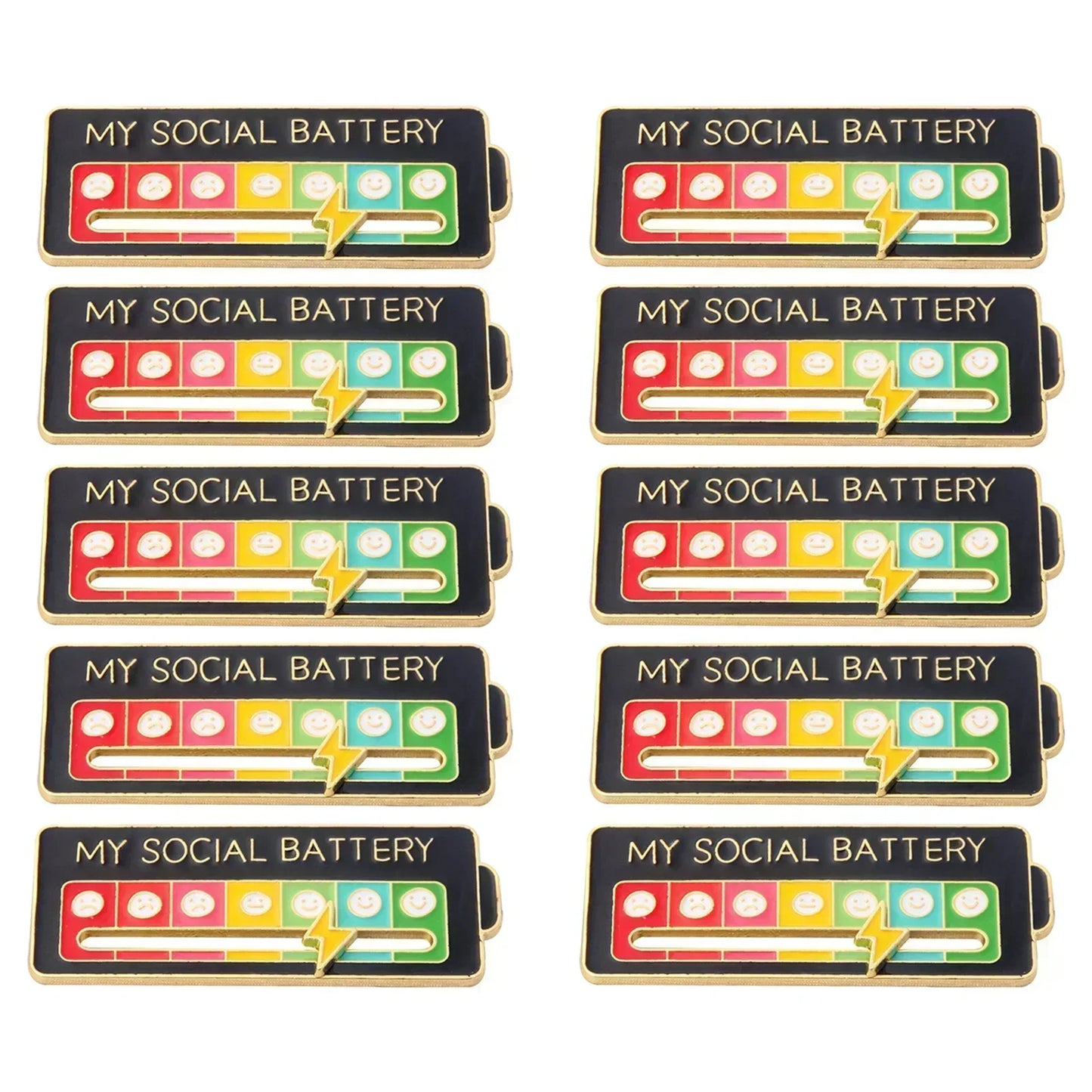 My Social Power Battery Brooch Social Power Enamel Badge Transform Mood Energy Brooche Alloy Badge Gift Brooches for Women Pin