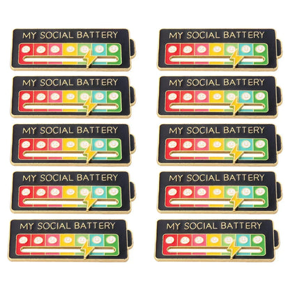 My Social Power Battery Brooch Social Power Enamel Badge Transform Mood Energy Brooche Alloy Badge Gift Brooches for Women Pin