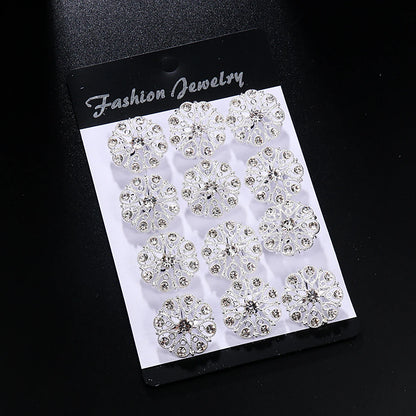 12Pcs/Set Fashion Simple Pearl Flower Brooches Alloy Rhinestone Muslim Bouquet Pin for Women Bridal Shower Party Dress Clothes