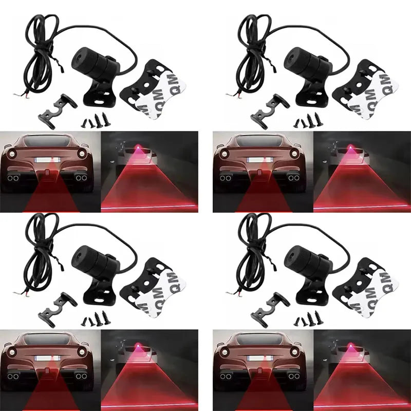 1-6Set Car Auto LED Laser Fog Light Vehicle Anti-Collision Taillight Brake Warning Lamp Anti-Collision Car End Rear Tail Fog