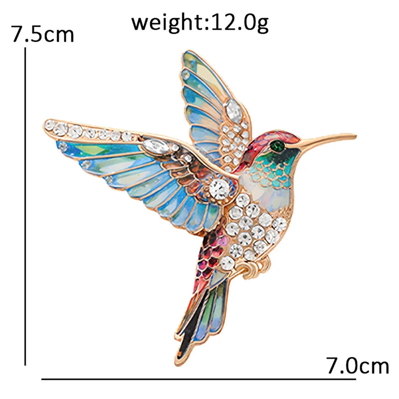 Wuli&baby Lovely Hummingbird Brooches Pins For Women Unisex 5-color Beautiful Rhinestone Bird Animal Party Casual Brooch Gifts