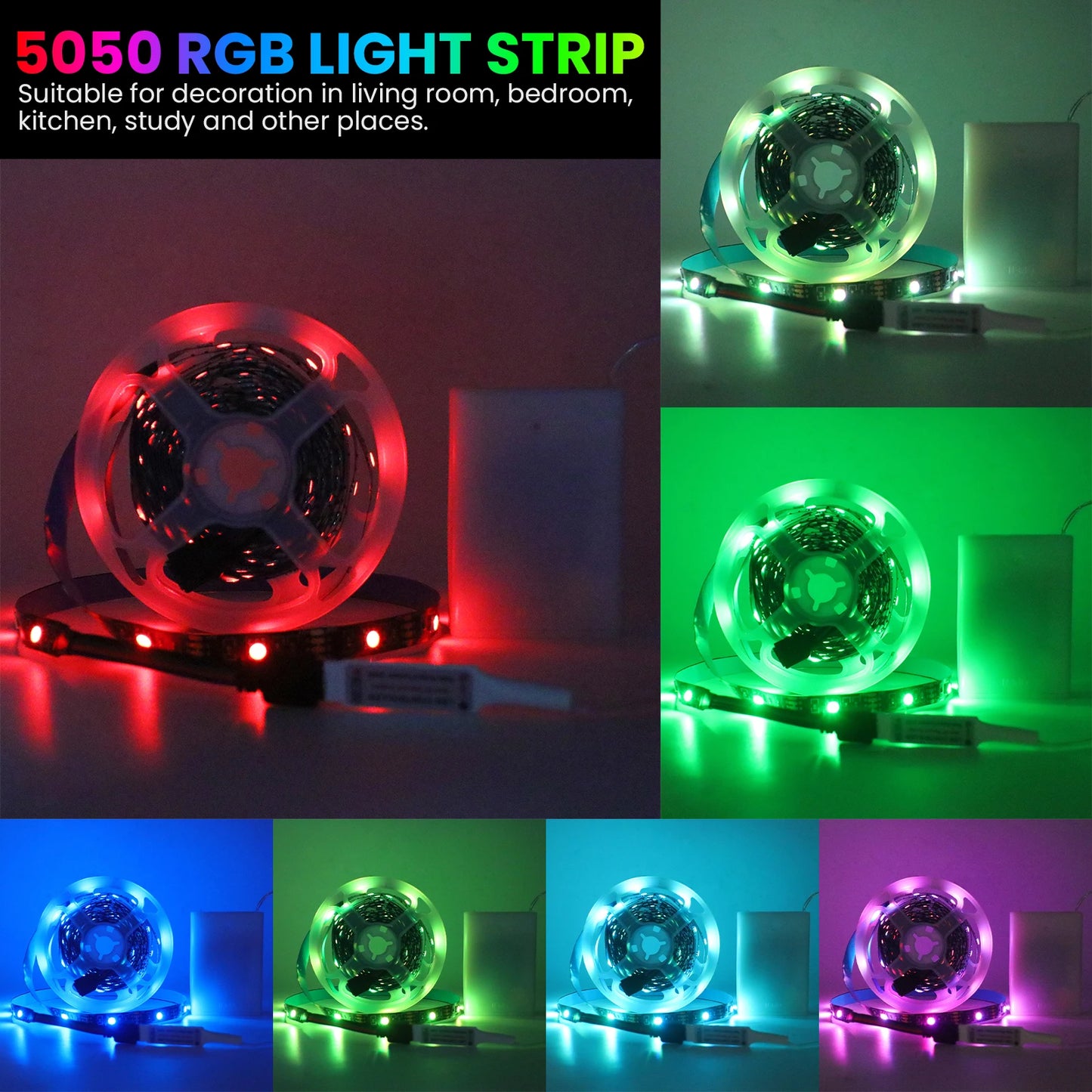 3AA Battery Power RGB Led Strip Light 5V 5050 with 3/17/24Key Remote Control Flexible Tape Waterproof Led Light TV Backlight
