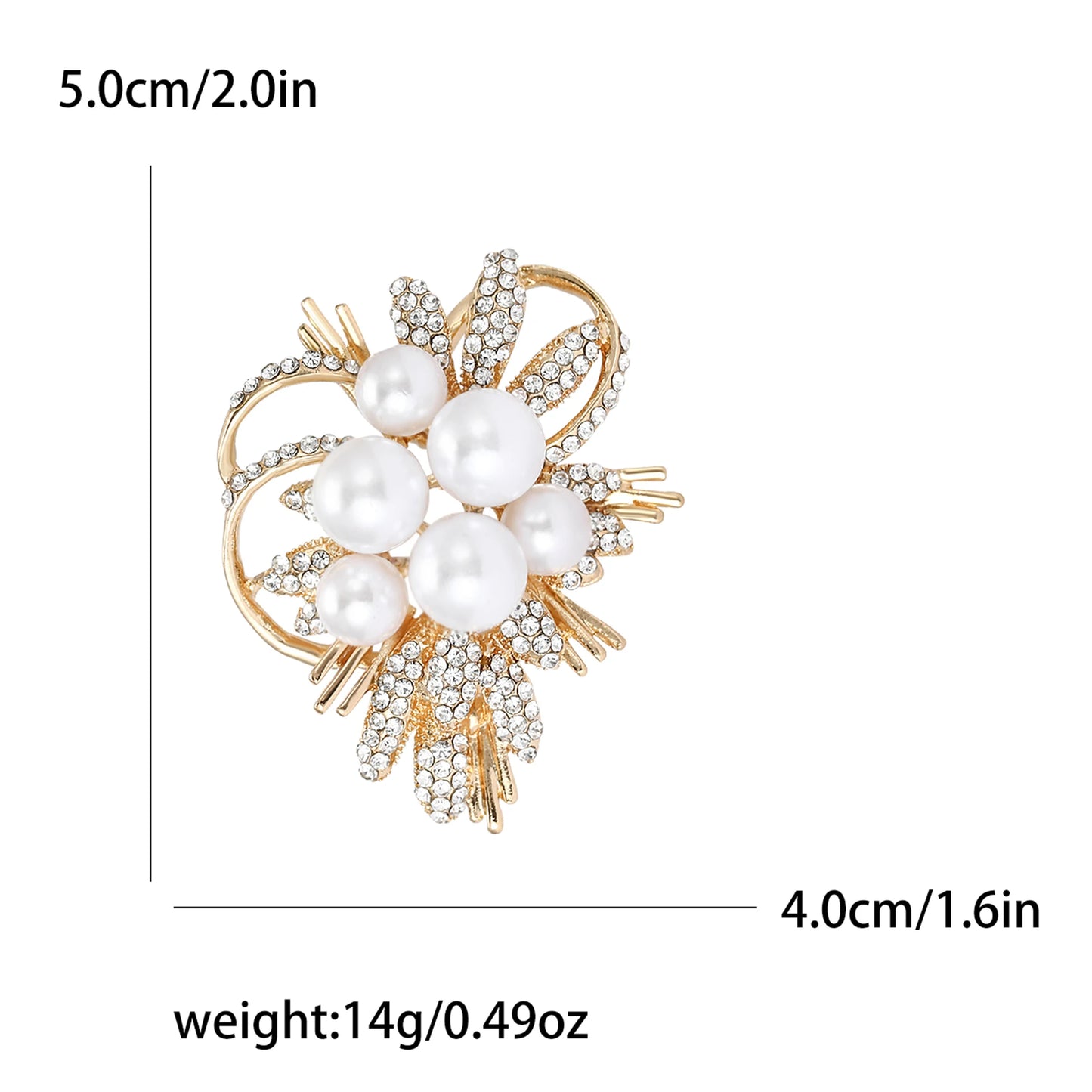 Beaut&Berry Trendy Luxury Pearl Bouquet Brooches for Women Unisex Plant Pins Friends Party Gifts Banquet Jewellery Accessories