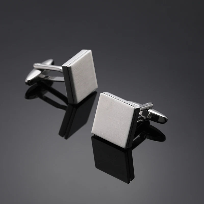 High end men's French shirt cufflinks Classic Square laser lattice wire drawing cuffs buttons business suit accessories jewelry