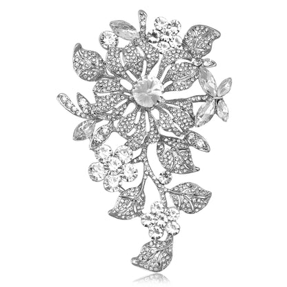 Beaut&Berry Luxury Crystal Glass Flower Brooches for Women Rhinestone Pins Friends Party Gifts Banquet Jewellery Accessories