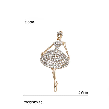 Rhinestone Ballerina Brooches for Women Acrylic Elf Pins Pearl Girls Accessories Office Party Friend Gifts