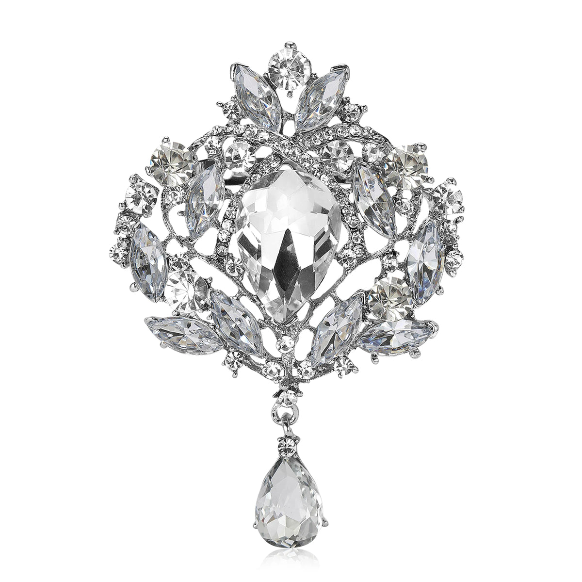 Beaut&Berry Rhinestone Luxury Brooches for Women Unisex Crystal Glass Pendant Pins Office Party Friend Gifts Jewelry Accessories