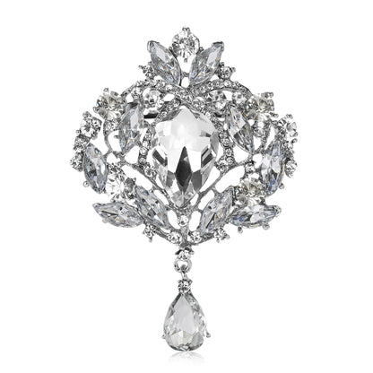 Beaut&Berry Rhinestone Luxury Brooches for Women Unisex Crystal Glass Pendant Pins Office Party Friend Gifts Jewelry Accessories