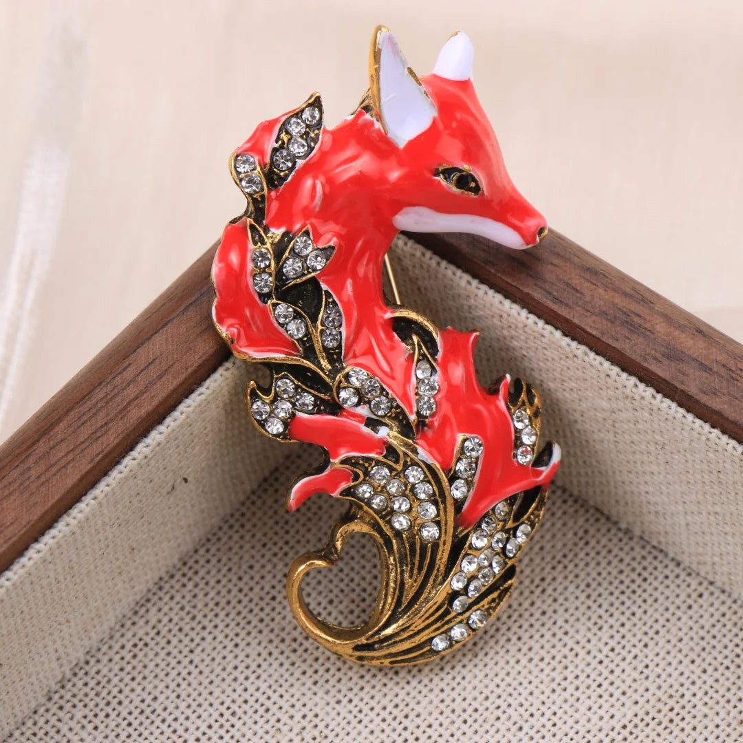Baroque Luxury Fox Animal Design Brooch for Men and Women, Jewelry, Fashion Accessories, Couple's Gift, Holiday Party Gift