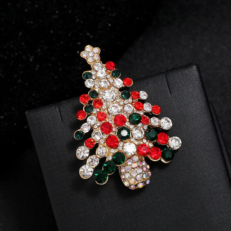 SKEDS Luxury Rhinestone Christmas Tree Snow Man Brooch For Women Men Exuqisite Fetival Enamel Badges Buckle Trendy Jewelry Pin