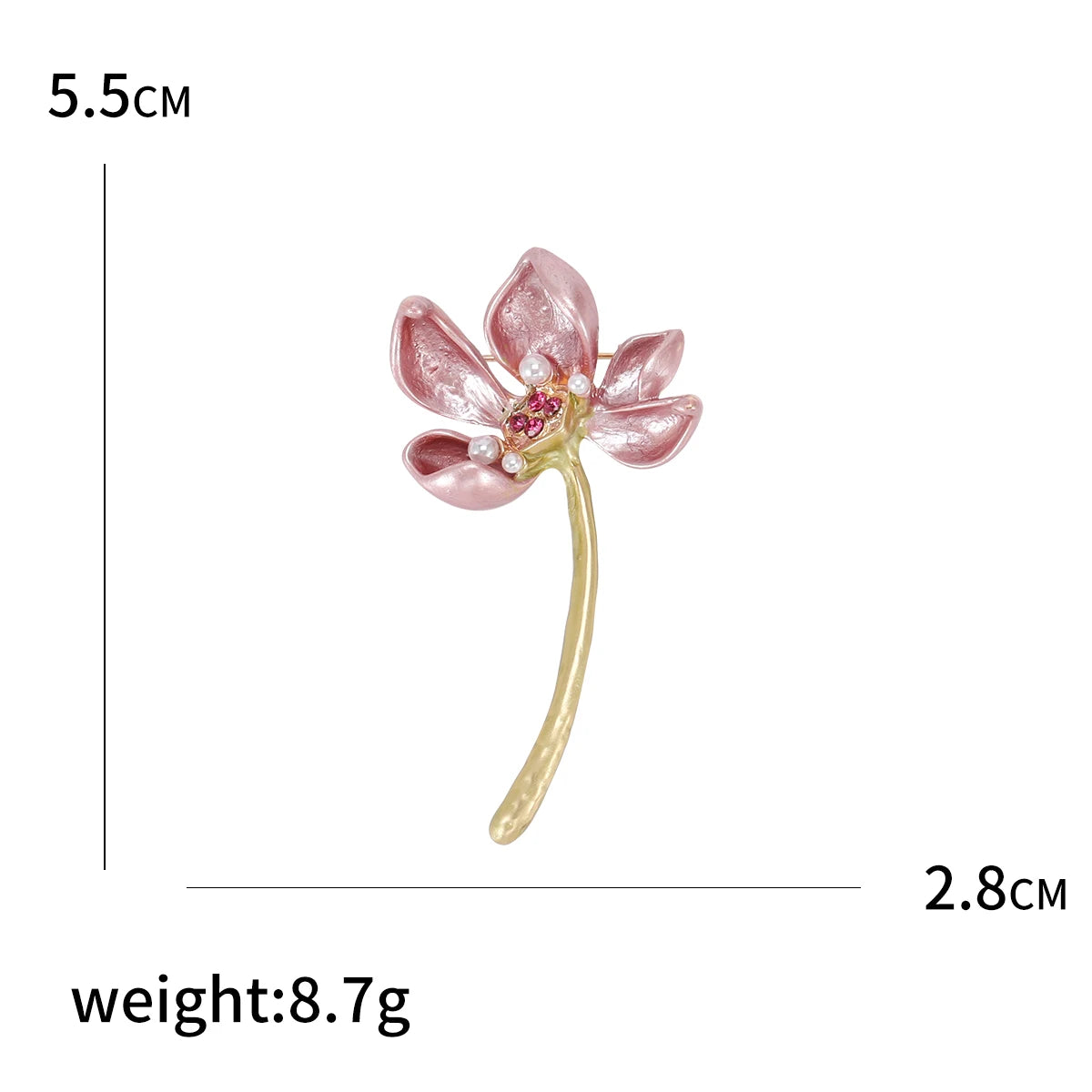Beaut&Berry Classic Enamel Pearl Lotus Brooches for Women Plant Pins Friends Party Gifts Banquet Jewellery Accessories