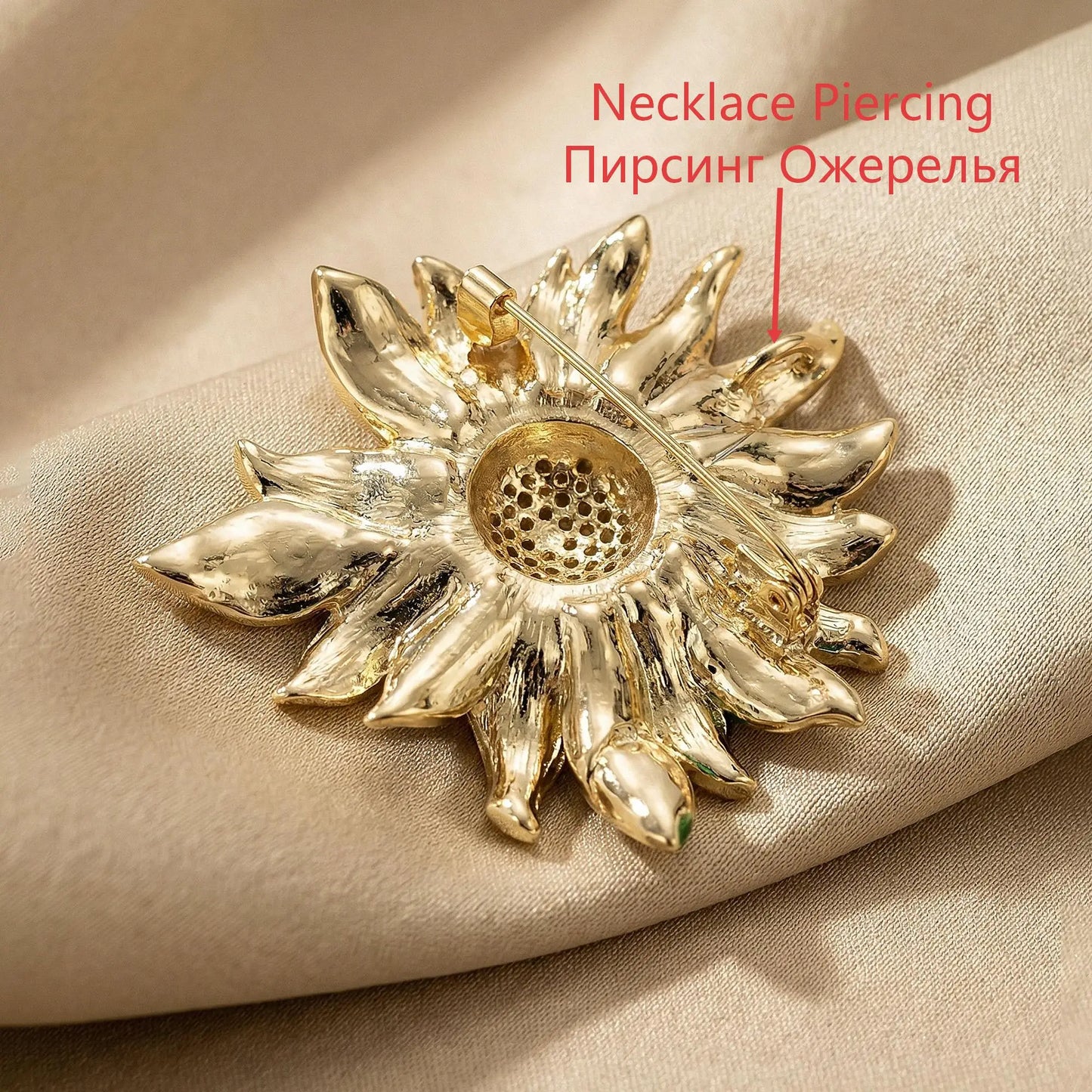 Beaut&Berry Luxury Enamel Sunflower Brooches for Women Unisex Plant Pins Casual Party Jewelry Accessories Gifts Decoration