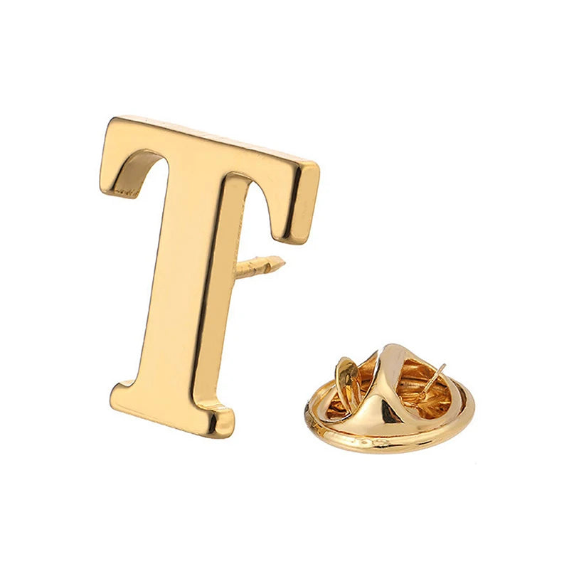 High Quality Classic Style Gold Letter A-Z Metal Brooch Women Men's Lapel Pin Women's Hat Scarf Backpack Badge Jewellery