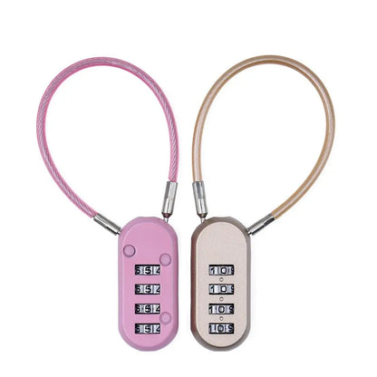 Zinc alloy 4 Digit Password Lock Wire Rope Anti-theft Backpack Zipper Lock Padlock Dormitory Cabinet Lock for Home&Travel