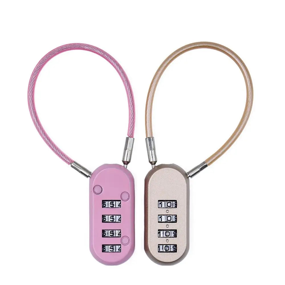 Zinc alloy 4 Digit Password Lock Wire Rope Anti-theft Backpack Zipper Lock Padlock Dormitory Cabinet Lock for Home&Travel