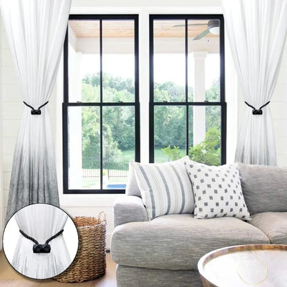 2/4pcs Curtain Tiebacks with Strong Magnet Thick Rope Design Bedroom Living Room Kitchen Durable for Office, Home Decoration