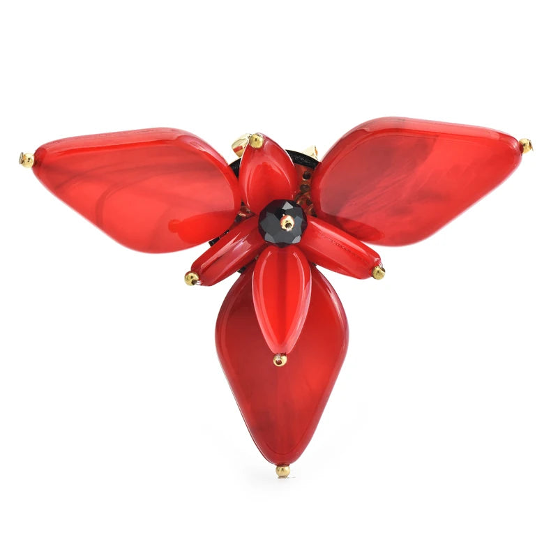 Wuli&baby Acrylic Triangle Flower Brooches For Women Unisex 2-color Geometric Leaves Plants Party Office Brooch Pins Gifts