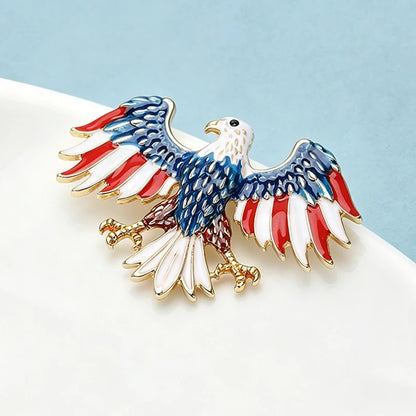 Wuli&baby Eagle USA 250 Independence Day Brooches Pins For Women Unisex Enamel Cool American Flag Design Eagle Animal Brooch Pin