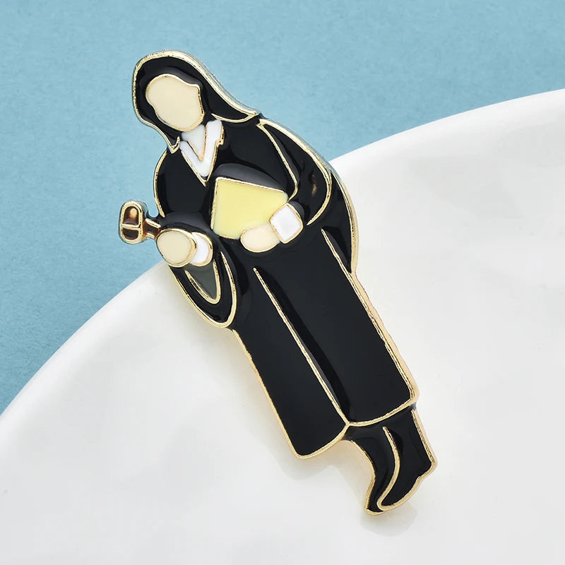 Wuli&baby Enamel Lawyer Brooches For Women Unisex Wear Lawyer's Gown Person Figure Party Office Brooch Pins Gifts