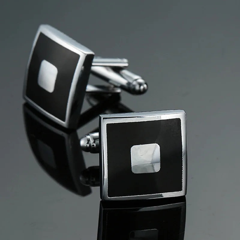 Cufflinks Man Luxury French Cufflinks Button Laser Enamel Gold Silvery Cuffs Retro Metal Buckles For Mens Shirts Tuxedo Studs