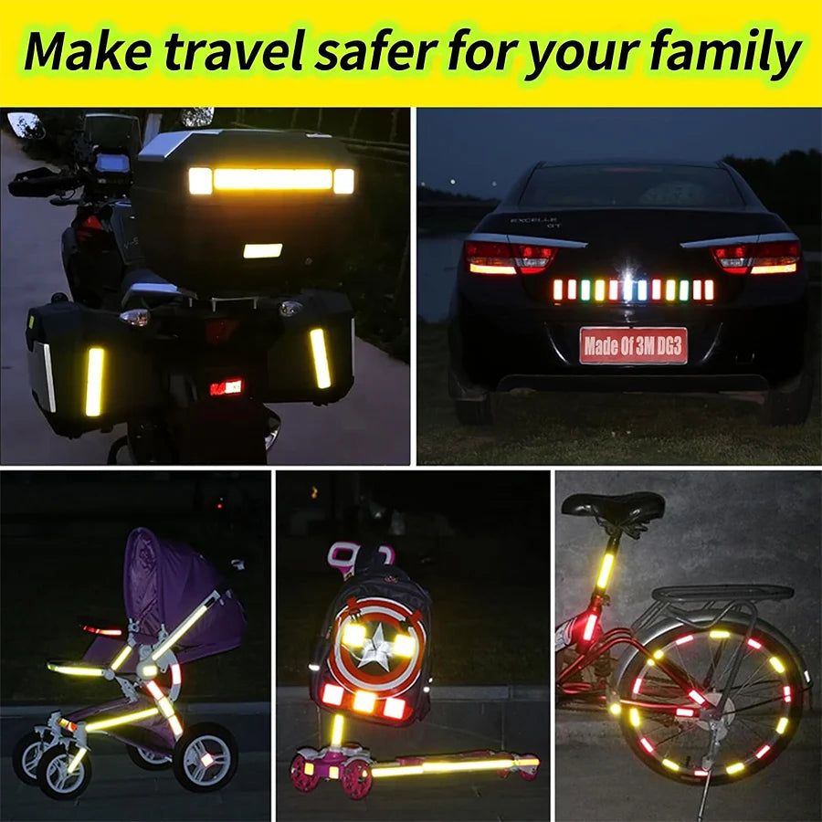 10 Reflective Stickers, Warning Safety Reflective Stickers, Pet Safety Warning Stickers 1.18 X 3.25inch Waterproof Night Vision Stickers, Suitable for Bicycles, Motorcycles, Clothing, Trailers, Helmets