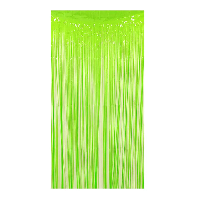 1*2M Fluorescent Macaron Rain Silk Curtain Foil Tassel Carnival Party Bar Birthday Party Halloween Decoration Backdrop Props