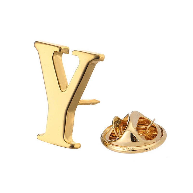 High Quality Classic Style Gold Letter A-Z Metal Brooch Women Men's Lapel Pin Women's Hat Scarf Backpack Badge Jewellery