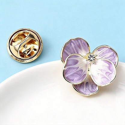 Wuli&baby Little Pansy Flower Collar Pins For Women Lady 3-color Enamel Fresh Plants Party Casual Brooch Pin Fashion Gifts