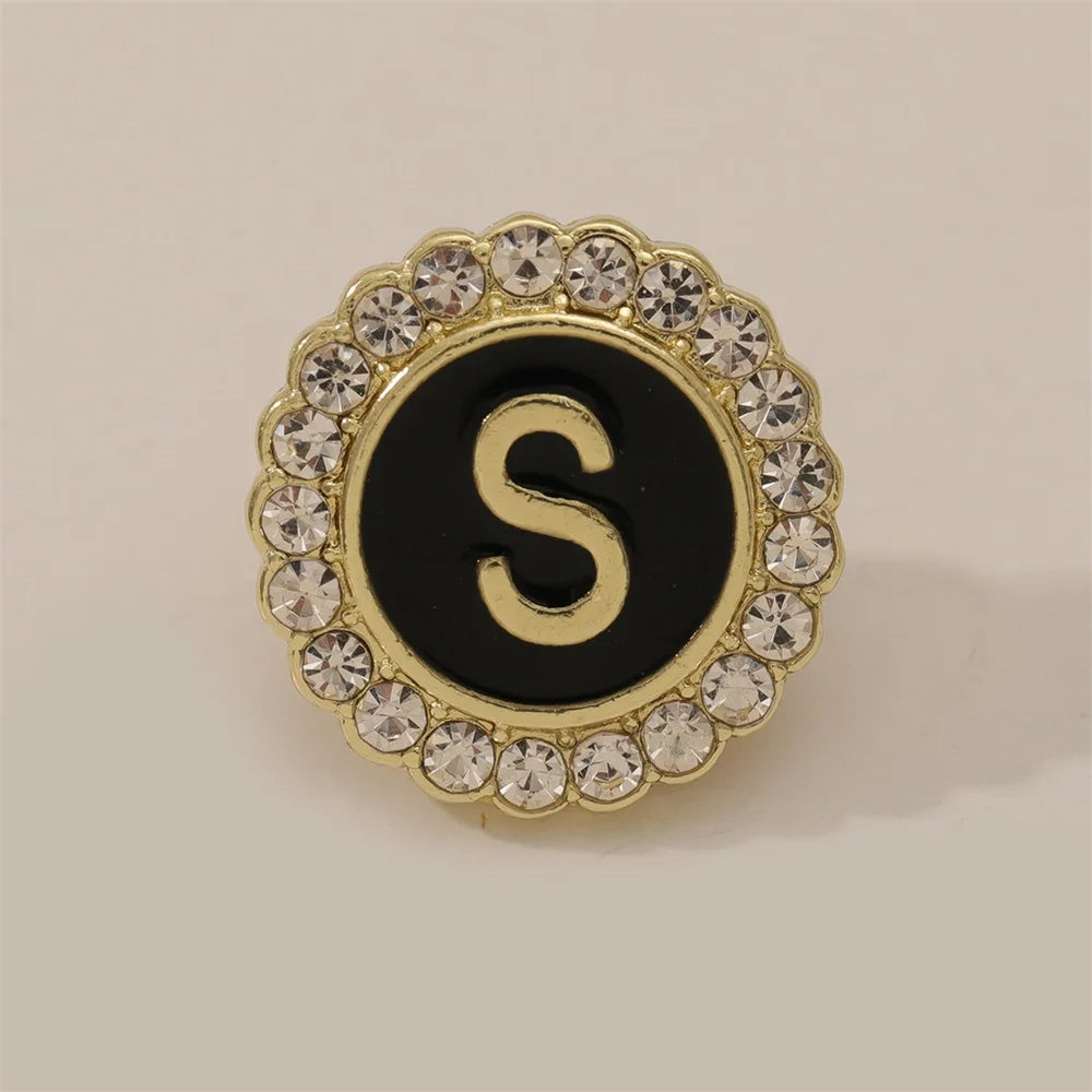 26 English Initials A-Z Brooches Classic Full Around Crystal Golden Alphabet Pins For Women Men Girls Clothes Bag Jewelry Gift
