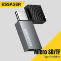 Essager 2-in-1 Mini Type C USB2.0 Card Reader Adapter Micro SD TF Memory Card Reader for iPhone 16 15 Pro Huawei Macbook iPad
