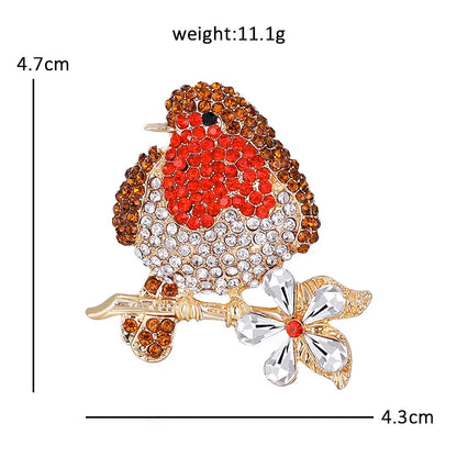Wuli&baby Lovely Fat Bird Brooches For Women Unisex Rhinestone Shining Animal Party Casual Brooch Pins Gifts