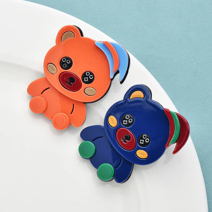 Wuli&baby Acrylic Wear Sleep-hat Bear Brooches For Women Unisex 2-color Halloween Cute Animal Brooch Pins Gifts