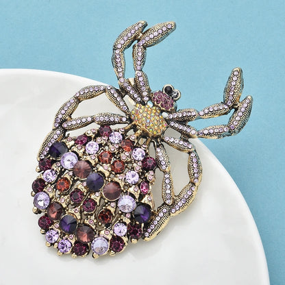 Wuli&baby Vintage Big Spider Brooches For Women Unisex Sparkling Rhinestone Insects Casual Party Brooch Pin Fashion Jewelry Gift