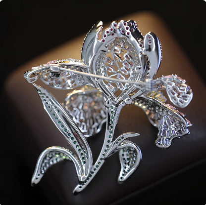 Elegant Luxury Embellished 3D Iris Flower Brooch Pin for Women Fashionable Accessory for Coats And Western Wear Chest Flower ...